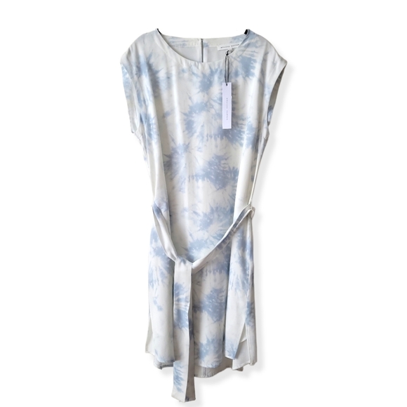 Nwt Melissa Nepton Made in Canada White and Tie Die Blue Pattern Tencel Dress - Picture 13 of 14